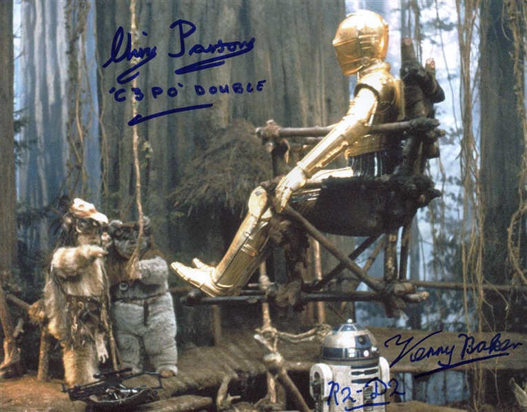 Kenny Baker & Chris Parsons Signed ROTJ 8" x 10" Color Photo (PSA/DNA Guaranteed)