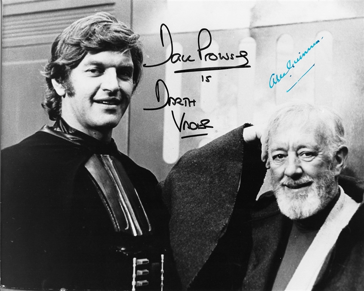 Sir Alec Guinness & David Prowse Uncommon Signed "Behind the Scenes" 8" x 10" B&W Photo (PSA/DNA Guaranteed)