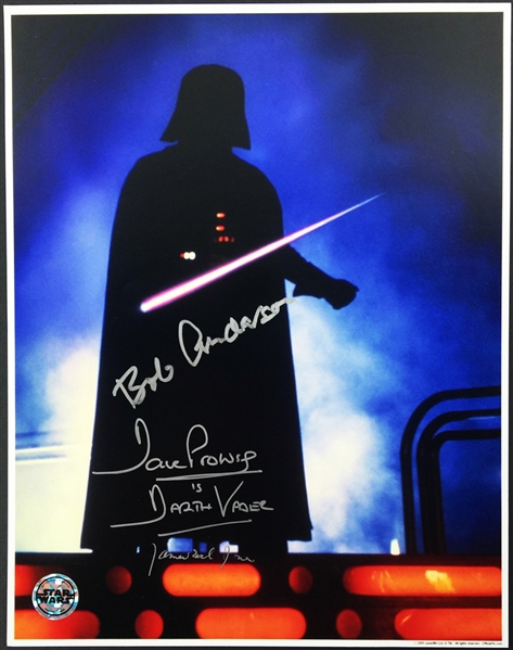 Darth Vader: David Prowse, Bob Anderson & James Earl Jones Signed 11" x 14" Color Photo (PSA/DNA)