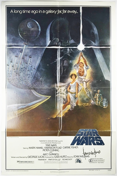 Harrison Ford Signed "Star Wars" Original 1977 Type "A" One-Sheet Movie Poster with RARE Full Autograph (27" x 41")(PSA/DNA Guaranteed) 
