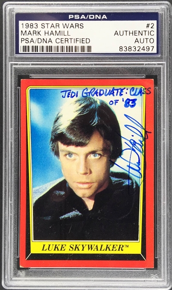 Mark Hamill Signed 1983 Topps Return of the Jedi Card #2 with Unique Inscription (PSA/DNA Encapsulated)