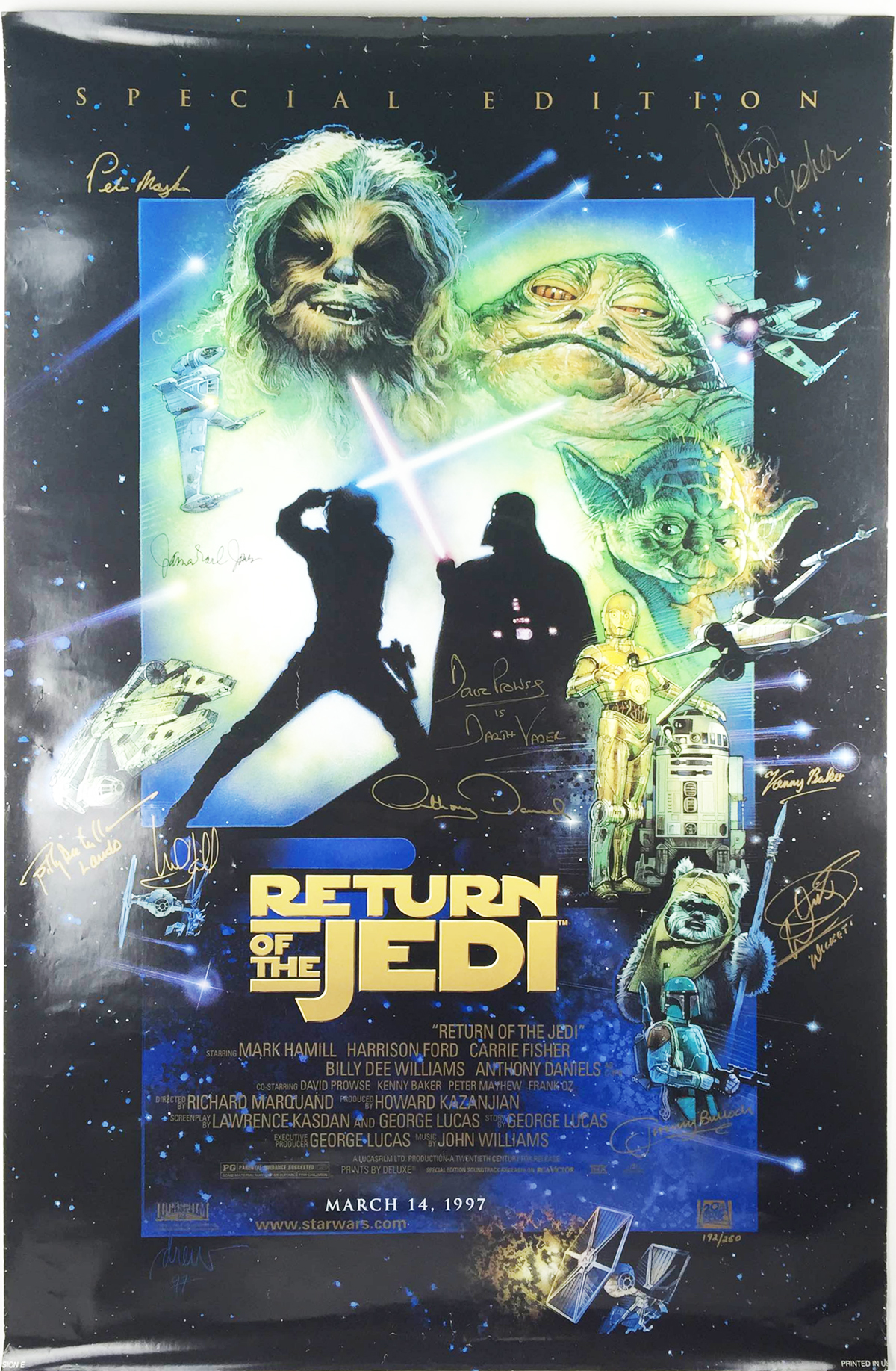 Lot Detail - Star Wars: Return of the Jedi Signed Limited Edition 27 x 40  Movie Poster with 10 Signatures Inc. Fisher, Jones, etc. (PSA/DNA  Guaranteed)