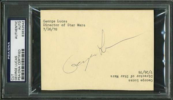 George Lucas Desirable Vintage Autographed Page c. 1978 (PSA/DNA Encapsulated)