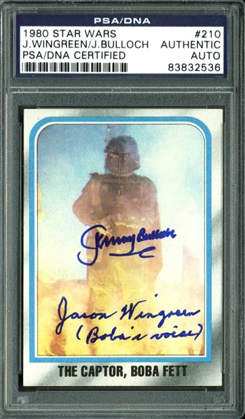 Boba Fett: Jeremy Bulloch & Jeremy Wingreen Signed 1980 Topps Empire Strikes Back Trading Card #210 (PSA/DNA Encapsulated)