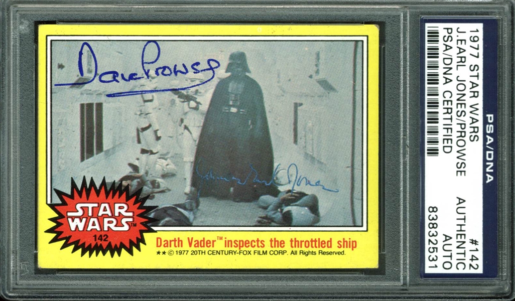 Darth Vader: David Prowse & James Earl Jones Signed 1977 Topps Trading Card #142 (PSA/DNA Encapsulated)