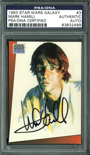 Mark Hamill Signed 1993 Topps Star Wars Galaxy Trading Card #3 (PSA/DNA Encapsulated)