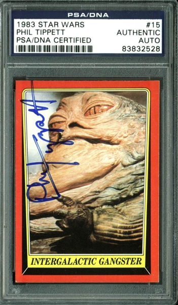 Phil Tippett: Lot of Two (2) Signed "Jabba The Hutt" Trading Cards (PSA/DNA Encapsulated)