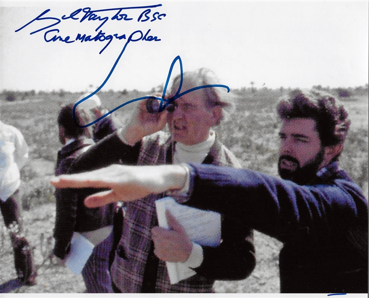 George Lucas & Gilbert Taylor Rare Dual Signed 8" x 10" Photo from Set of "A New Hope" (PSA/DNA Guaranteed)