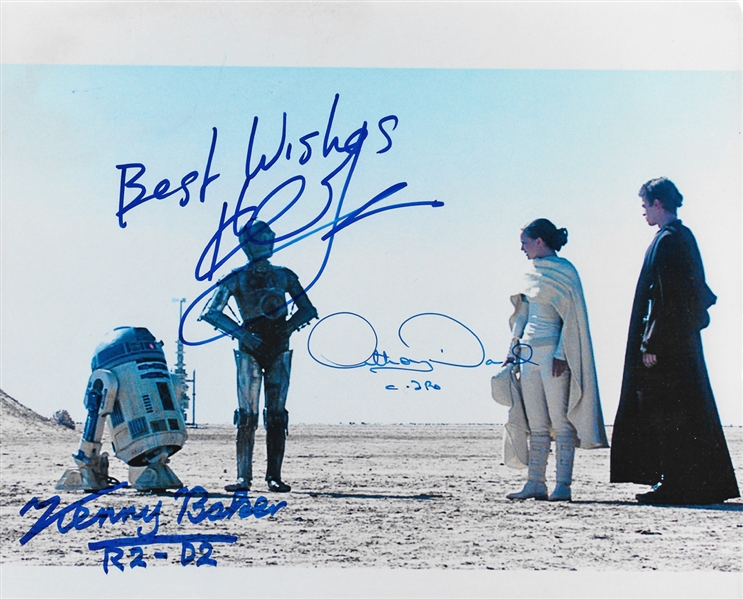 Hayden Christensen, Anthony Daniels & Kenny Baker Signed 8" x 10" Color Photo from "Episode II: Attack of the Clones" (PSA/DNA Guaranteed)