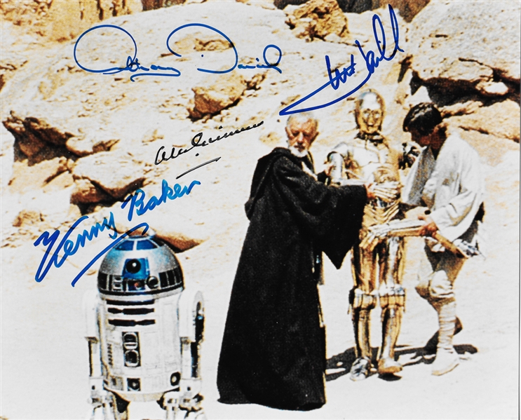 Star Wars Rare Cast Signed 8" x 10" Color Photo with Guinness, Hamill, Daniels & Baker (PSA/DNA Guaranteed)