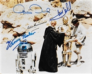 Star Wars Rare Cast Signed 8" x 10" Color Photo with Guinness, Hamill, Daniels & Baker (PSA/DNA Guaranteed)