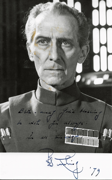 Peter Cushing Vintage Signed & Inscribed 5" x 8" Black & White Photograph As Wilhuff Tarkin! (PSA/DNA Guaranteed)