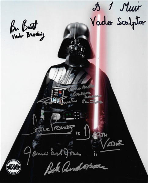 Darth Vader Impressive Signed 8" x 10" Color Photo with Seven (7) Key Autographs Incl. Jones, Prowse, Anderson, Muir, etc. (PSA/DNA Guaranteed) 