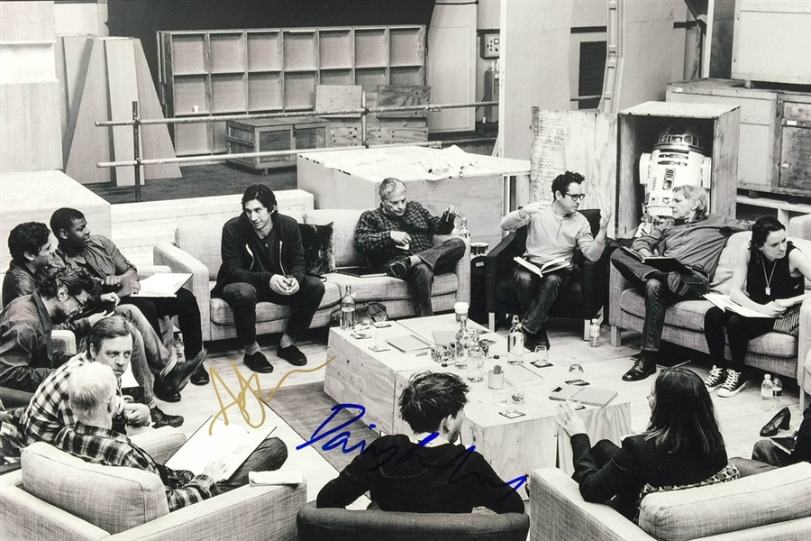 Daisy Ridley & Andy Serkis Signed 11" x 17" B&W Photo from "Force Awakens" Read-Thru! (PSA/DNA Guaranteed)