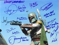 Boba Fett Extensively Signed 11" x 14" Color Photo with Fourteen (14) Key Autographs Incl. Actors, Designers, Stuntmen, etc (PSA/DNA Guaranteed) 