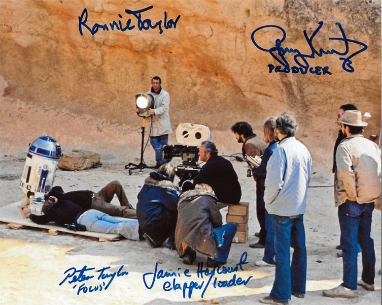 Star Wars: "Behind The Scenes" Signed 8" x 10" Color Photo with Kurtz, Taylor, etc. (4 Sigs)(PSA/DNA Guaranteed)