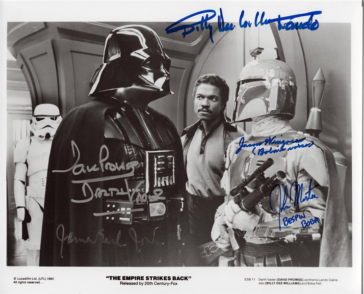 The Empire Strikes Back Cast Signed Photo with Prowse, Jones, Williams, Wingreen & Morton (5 Sigs)(PSA/DNA Guaranteed)