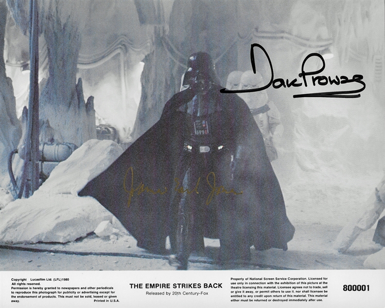 Darth Vader: David Prowse & James Earl Jones Signed 8" x 10" Lobby Card from "The Empire Strikes Back" (PSA/DNA Guaranteed)