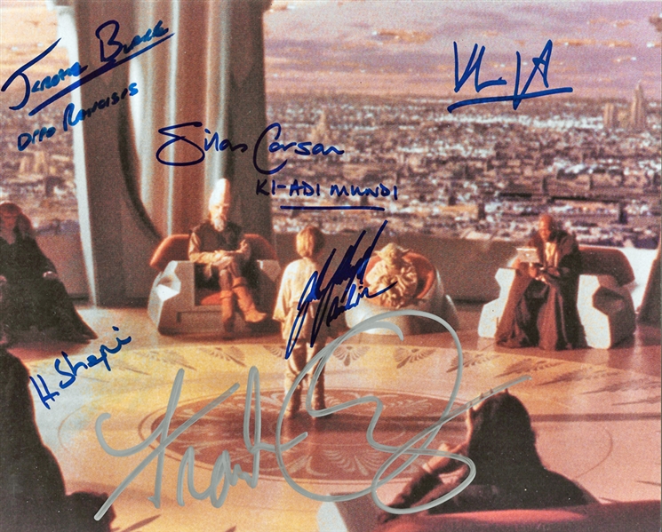 Phantom Menace: Rare Jedi Council Signed 8" x 10" Color Photo w/Oz, Lloyd, etc. (6 Sigs)(PSA/DNA Guaranteed)