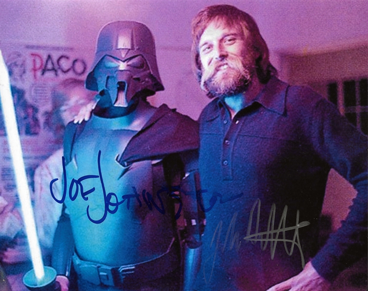 Joe Johnston & John Dykstra Rare Dual Signed 8" x 10" Color Photo with McQuarrie Darth Vader Concept Suit! (PSA/DNA Guaranteed)