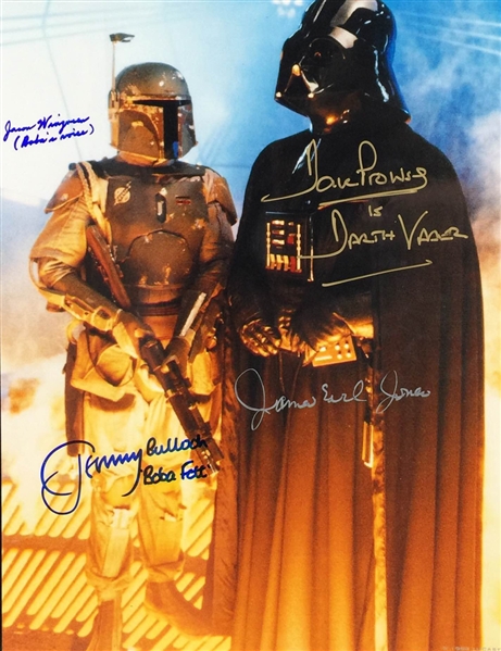 Darth Vader & Boba Fett Signed 11" x 14" Color Photo w/Prowse, Jones, Bulloch & Wingreen (PSA/DNA Guaranteed)