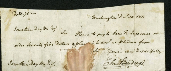 Continental Congress: Elias Boudinot Signed 1811 Original Check (JSA)