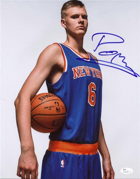 Kristaps Porzingis Rare In-Person Signed 11" x 14" Color Photo (JSA)