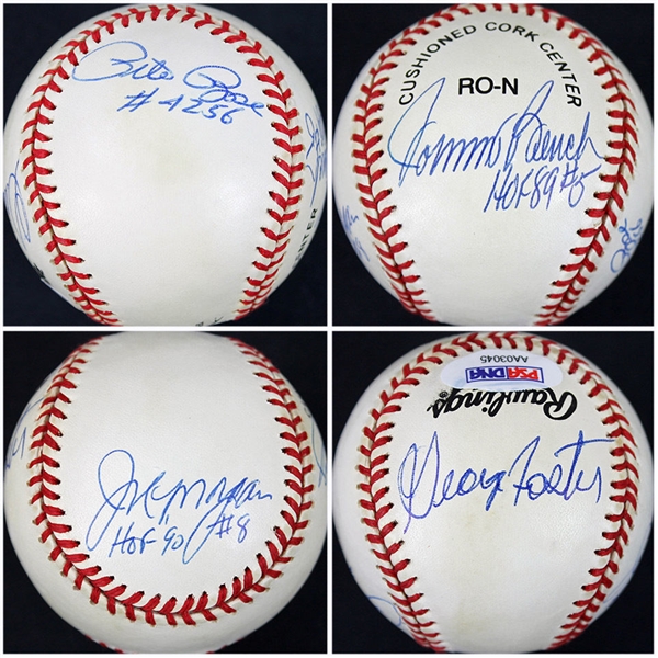 Big Red Machine Multi-Signed OML Baseball w/ Bench, Rose, Morgan, and Foster (PSA/DNA)