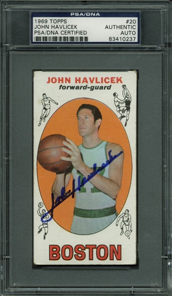 John Havlicek Signed 1969 Topps #20 Card (PSA/DNA Encapsulated)