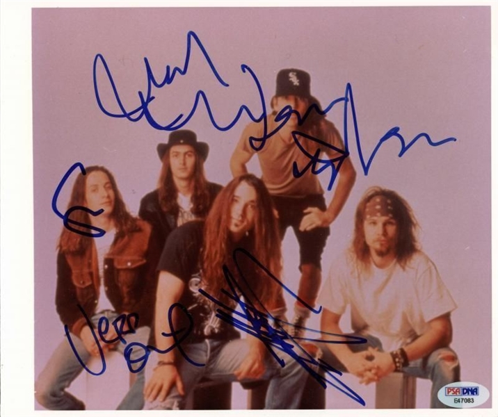 Pearl Jam Group Signed 8" x 10" Color Photo (5 Sigs)(PSA/DNA)