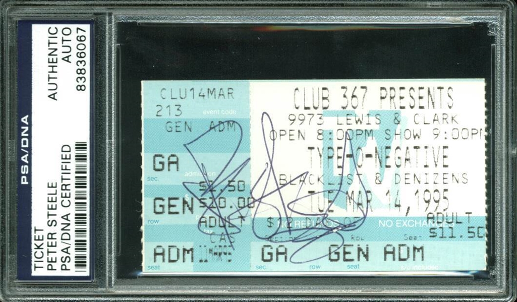 Type O Negative: Peter Steele Signed Concert Ticket (PSA/DNA Encapsulated)