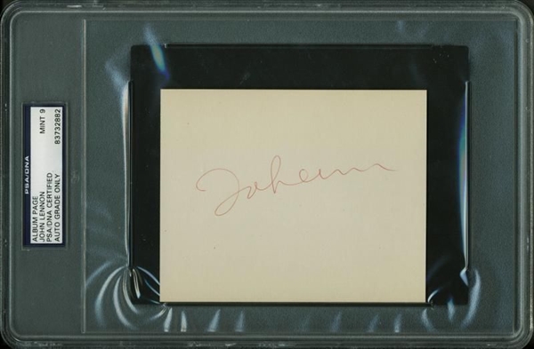 The Beatles: John Lennon Signed 4" x 5" Album Page - PSA/DNA Graded MINT 9!