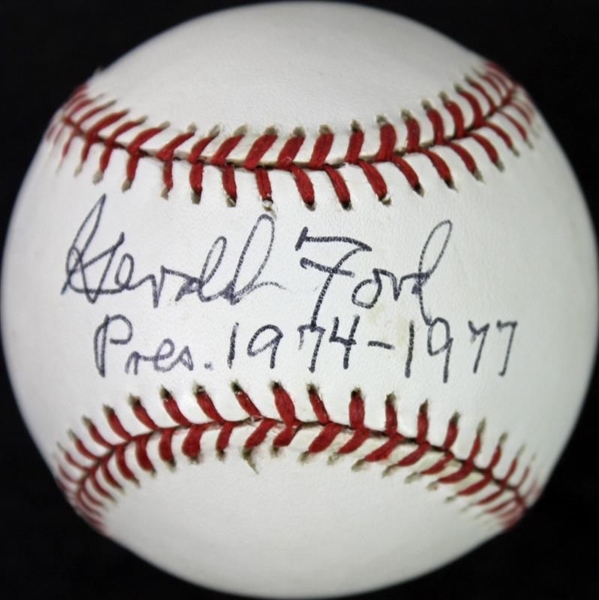 President Gerald R. Ford Signed OAL Baseball w/ Rare "Pres. 1974-1977" Inscription (PSA/DNA)