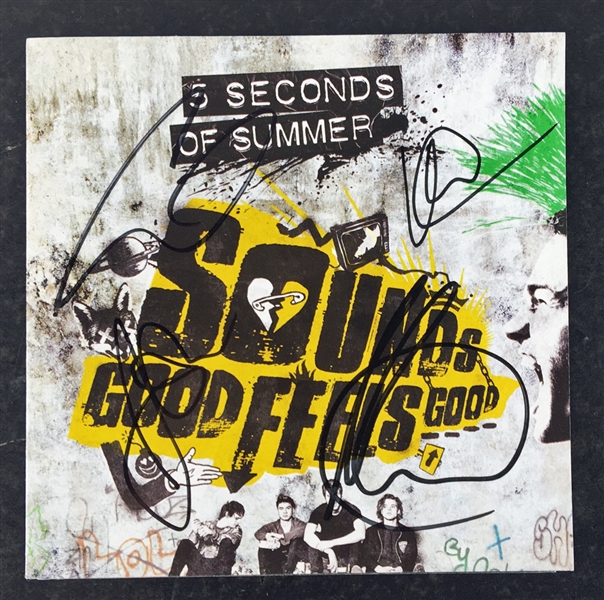 5 Seconds of Summer Signed "Sounds Good Feels Good" CD Cover (PSA/JSA Guaranteed)