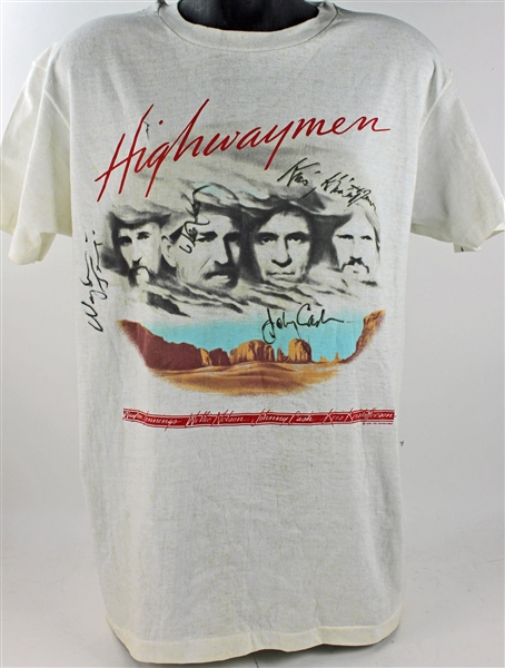 Highwaymen Group Signed 1990 Tour T-Shirt (PSA/DNA)