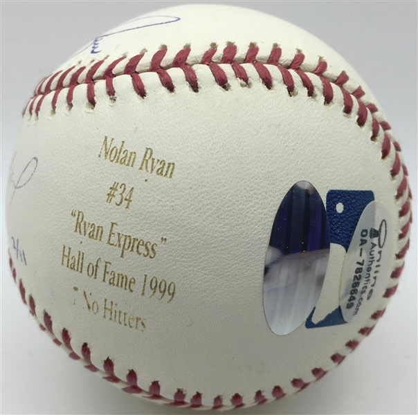 Lot Detail Nolan Ryan And Sandy Koufax Dual Signed Oml Baseball W Engraved Stats Steiner 2211