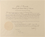 President John F. Kennedy Signed 1962 Presidential Appointment (PSA/DNA)