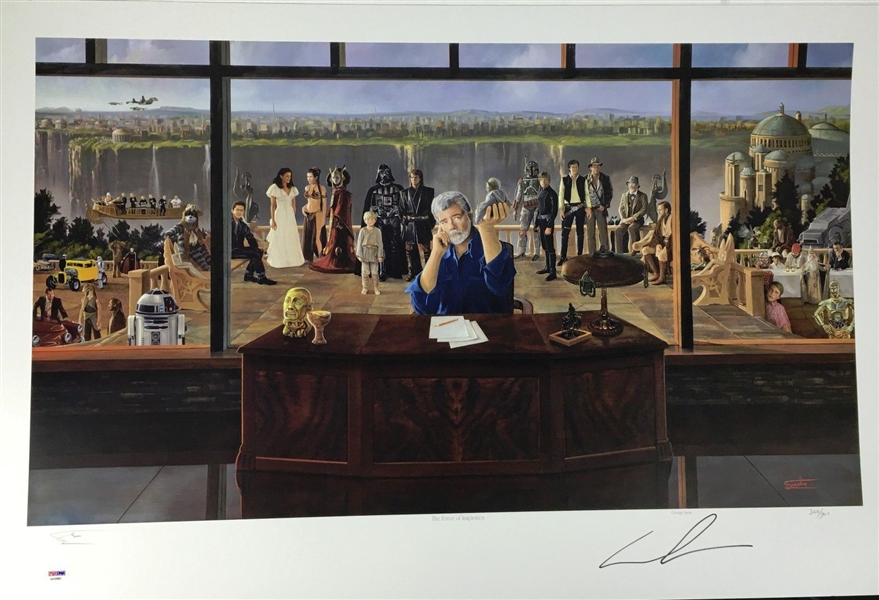 STAR WARS: Impressive Signed Limited Edition George Lucas Lithograph w/ His Characters! (PSA/DNA)