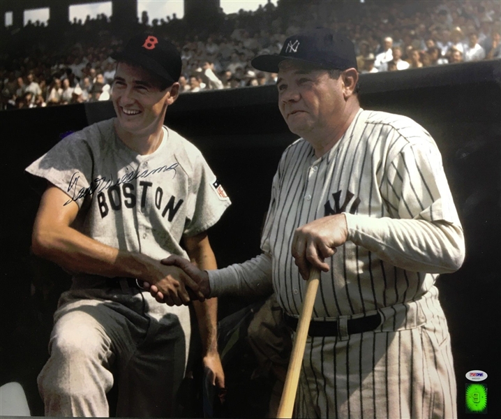 Ted Williams Signed Over-Sized 20" x 24" Photograph w/ Babe Ruth! (PSA/DNA)