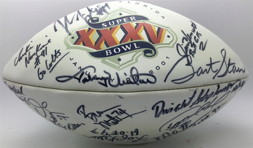 NFL Greats Multi-Signed Super Bowl XXXV Football w/ Unitas, Starr & Others (JSA)