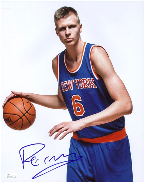 Kristaps Porzingis Signed 11" x 14" New York Knicks Photo (JSA)