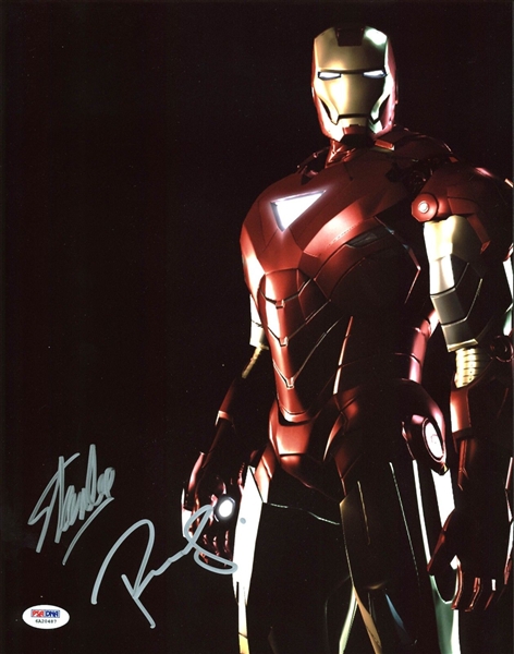 Stan Lee & Robert Downey Jr. Signed "Iron Man" 11" x 14" Color Photo (PSA/DNA)