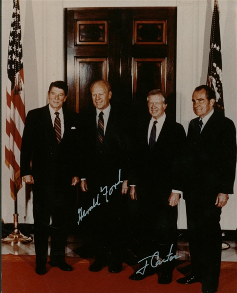 President Jimmy Carter & Gerald Ford Dual Signed 8" x 10" Four Presidents Photo (JSA)