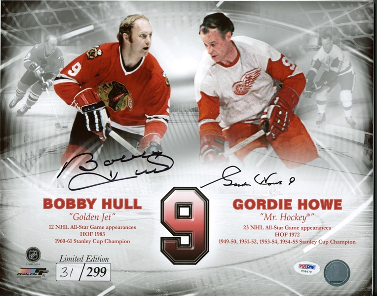 Gordie Howe & Bobby Hull Dual Signed 11" x 14" Limited Edition Print (PSA/DNA)
