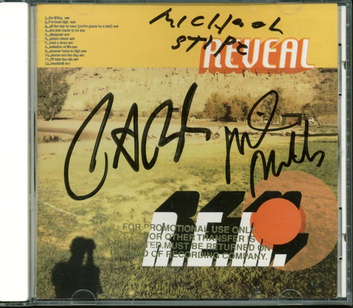 R.E.M Group Signed "Reveal" CD Cover w/ 3 Signatures! (PSA/JSA Guaranteed)