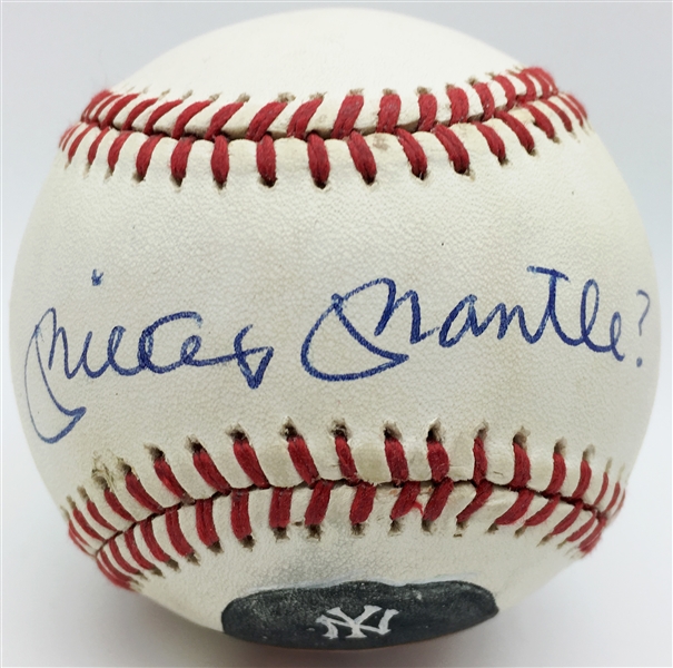 Mickey Mantle Signed & Painted OAL Baseball w/ ULTRA-RARE "Mickey Mantle?" Autograph! (PSA/JSA Guaranteed)