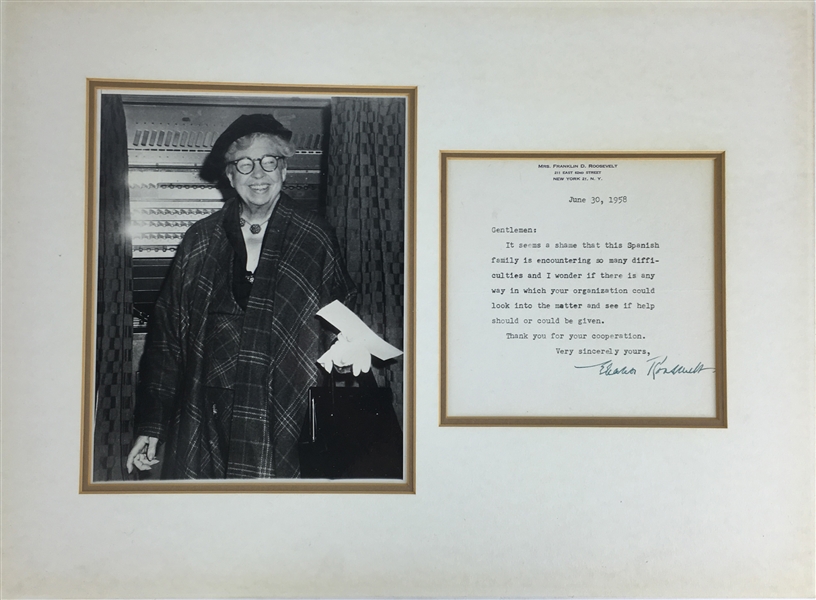 Eleanor Roosevelt Signed 1958 Typed Letter (PSA/JSA Guaranteed)