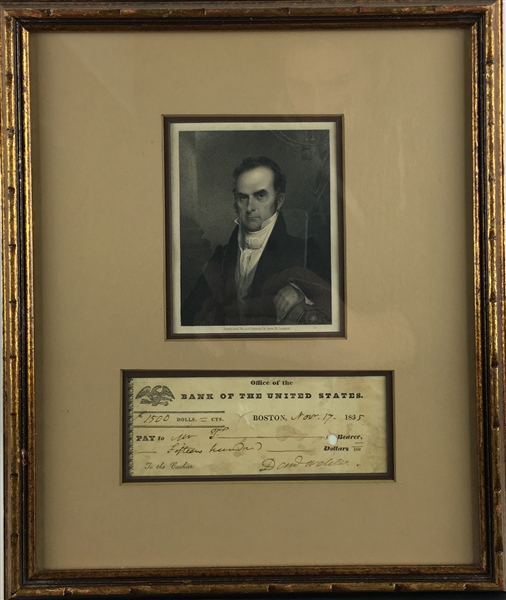 Daniel Webster Signed & Framed 1835 Bank Check (PSA/JSA Guaranteed)