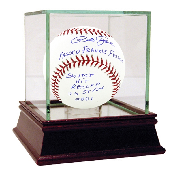 Pete Rose Rare Signed & Inscribed Switch Hit Record OML Baseball (Steiner Sports)