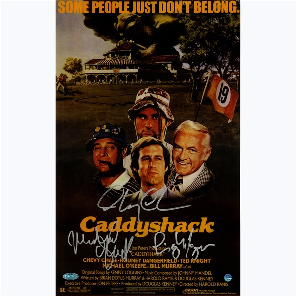 Caddyshack Cast Signed 10" x 16" Color Photograph w/ Michael OKeefe, Cindy Morgan and Chevy Chase! (Steiner Sports)
